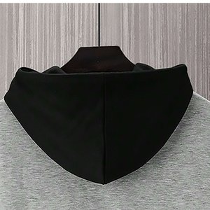 Sweat-shirt à capuche surdimensionné pour homme, gris et noir, manches longues, décontracté, pour l'automne, tricoté, coupe classique, couleur unie - Product Image 4