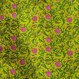 Tissu en coton cardé imprimé bio, écologique et léger, motif palmier rouge, artisanat indien fait main, pour robe de course - Product Image 5