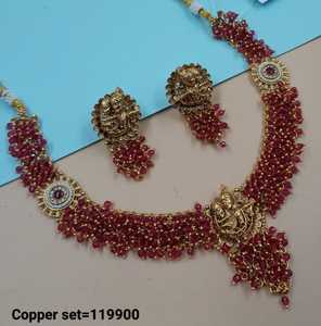 Conjunto de joyería nupcial, de compromiso, para fiesta y boda, de aleación de cobre chapada en oro, de moda, étnica y tradicional india, para mujer, con aretes. - Product Image 5