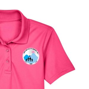 Polo rose vif pour femme, broderie de blason, manches courtes, col, mélange de coton, décontracté, golf, affaires, mode, vêtement - Product Image 4