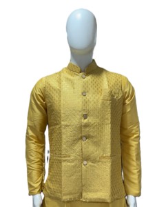 3Pc Pure <b>Silk</b> Fabric with Embroidery Thread & Sequence Work men's wedding <b>kurta</b> jacket set designer <b>kurta</b> with Koti royal festic - Product Image 2