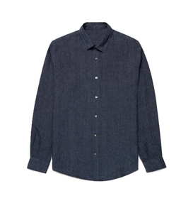 Chemise habillée personnalisable pour homme en lin et coton, manches longues, col rabattu, unie, de haute qualité, décontractée, respirante, tissée - Product Image 2