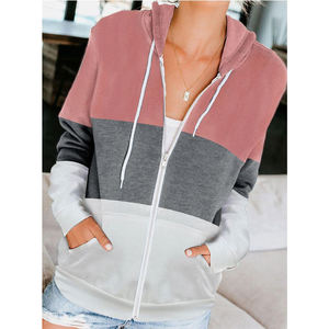 2025 nouveau sweat à capuche zippé pour femmes coton mélangé à capuche poche sweat col roulé fermeture éclair court pour haute qualité sweats à capuche pour femmes - Product Image 5