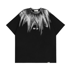 เสื้อยืดโอเวอร์ไซส์วินเทจคุณภาพสูงสำหรับผู้ชาย StarStreet ดีไซน์ใหม่ ผ้าฝ้ายถักแบบวอช ประดับด้วยคริสตัล สไตล์ไฮสตรีท - Product Image 1
