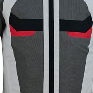 Blouson de moto pour homme gris, rouge et noir, col montant, fermeture éclair, style motard, respirant, pour le printemps, coupe classique - Product Image 5