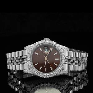 Reloj de Cuarzo de Lujo Personalizado para Hombre, Estilo Hip Hop, Esfera Marrón, Precio al por Mayor, Reloj con Diamantes para Hombre - Product Image 6