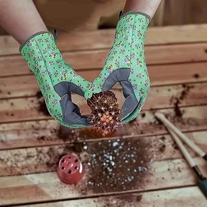 Gants de jardinage unisexes en cuir personnalisés, imprimés de motifs floraux, résistants à la chaleur, anti-vibrations, anti-perforation, compatibles écrans tactiles - Product Image 4