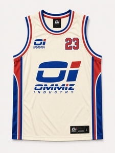 OMMIZ Industry Camiseta de baloncesto para hombre, blanca, roja, azul real, 23, camiseta sin mangas auténtica sublimada, corte regular, para todas las estaciones - Product Image 1