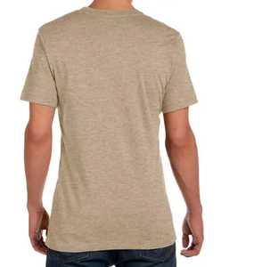 เสื้อยืดคอกลมแขนสั้นสีเบจสำหรับผู้ชาย ทรงปกติ ผ้าฝ้ายเจอร์ซีย์ถัก 100% สวมใส่สบาย ลายแบบสั่งทำ ระบายอากาศได้ดี น้ำหนัก 220 กรัม ด้านหน้า - Product Image 2