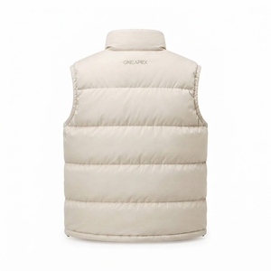 Veste sans manches matelassée beige pour homme, col montant, fermeture éclair intégrale, chaude, pour l'extérieur, ONEAPEX OEM, vente en gros - Product Image 2