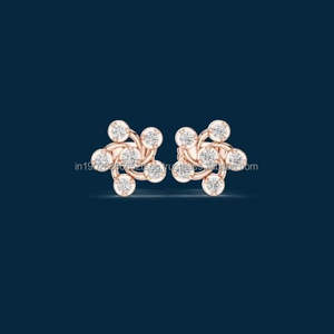 Boucles d'oreilles pendantes Jhumki en or 14 carats avec diamants de laboratoire et perles, pour mariage, bijoux ethniques traditionnels, de la marque Family Jewel Supply - Product Image 1