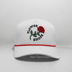 Wholesale Custom 3D Puff Logo Perforated Sports Cap 5 Panel Waterproof Rope <b>Hat</b> with Laser Cut Holes Unisex Sporty Cap - Product Image 2