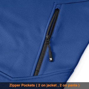Ensemble de survêtement bleu à capuche pour homme, couleur unie, style sportif, séchage rapide, en polyester tricoté, pour l'automne - Product Image 5