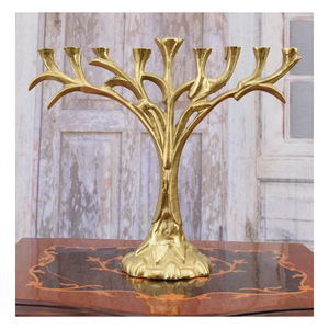 Menorá de Latón de Alta Calidad, Estilo Europeo, Decoración para Sinagoga, Hecha a Mano, Lujosa, Vintage, Pulida, Tradicional - Product Image 5