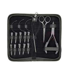 Kit d'outils professionnels pour extensions de cheveux en acier inoxydable avec aiguille à crochet, vente en gros, avec étiquette personnalisée - Product Image 1