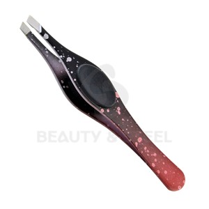 Pinzas Profesionales para Cejas con Punta Inclinada, Acabado con Diseño de Galaxia y Agarre Ergonómico de Goma para una Depilación Precisa - Product Image 1