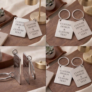 Custom Engraved <b>Square</b> Metal Keychain Personalized <b>Key</b> Holder with Custom Text and Logo Gift Item - Product Image 3