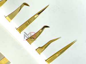 Juego de Pinzas para Pestañas Chapadas en Oro con Puntas Dentadas de Precisión para Extensiones de Pestañas, Pinzas para Extensiones de Pestañas con Logotipo Personalizado - Product Image 6