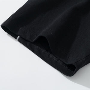 T-shirt noir oversize pour homme, style streetwear, coton personnalisé avec passepoil contrastant, coupe ample, chemise tendance été, service OEM - Product Image 3