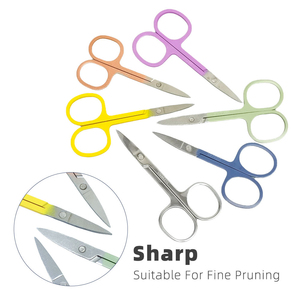 Sharp Stainless Steel Manicure Scissors Straight Blade <b>Cuticle</b> <b>Trimmer</b> 8.6cm Round Handle Durable Plastic Grip Precision Nail - Product Image 2