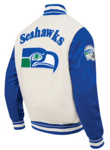 Nouvelles vestes universitaires blanches en laine enduite personnalisées des Seahawks 2026 - Product Image 4