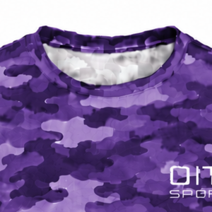 T-shirt camouflage violet pour hommes, manches courtes, col rond, imprimé camouflage, entraînement athlétique, fitness, performance sportive - Product Image 5
