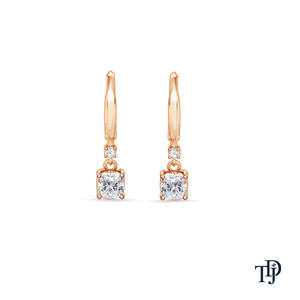 ต่างหูเพชรทรงคุชชั่นคัท 14K ทองคำ ประดับเพชรเลี้ยงในห้องปฏิบัติการ - Product Image 3