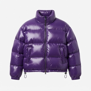 Veste d'hiver matelassée unisexe coupe carrée brillante pour homme, col montant, fermeture éclair, manteau court rembourré, vêtement d'extérieur pour commande en gros - Product Image 1