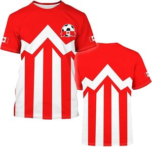 Canada Soccer Jersey <b>Red</b> White Stripes National Emblem Polyester T-Shirt Fabric type100% Polyester - Product Image 1
