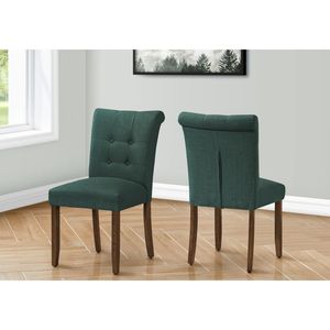 Set di 2 Sedie da Pranzo Moderne Altezza 38 Pollici, Rivestite in Tessuto Verde Acqua con Gambe in Legno di Noce per Sala da Pranzo o Cucina - Product Image 1