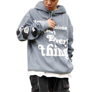 Sudadera con Capucha Personalizada con Estampado Gráfico, Corte Holgado, Hombros Caídos, Estilo Urbano, Felpa de Algodón - Product Image 3