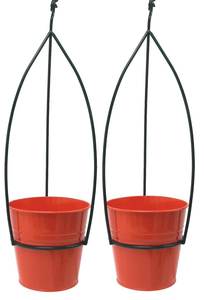 Pot de fleurs suspendu en métal de style vintage pour balcon, jardin, clôture, support de plantes - Product Image 2