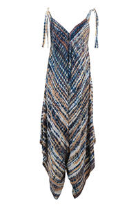 Combinaison en coton tie-dye pour femme, sans manches, col en V, coupe ample, style harem, jambes larges, tenue décontractée d'été - Product Image 3