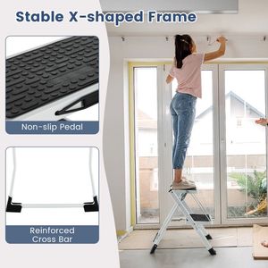 Escalera Plegable de Dos Peldaños con Pedal Antideslizante y Almohadillas Grandes para los Pies, Escaleras de Fácil Acceso - Product Image 4