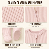 Combinaison de sommeil pour bébé en coton biologique, barboteuse à pieds avec impression personnalisée, pyjama à fermeture éclair bidirectionnelle pour bébé, vêtements de nuit pour nouveau-né