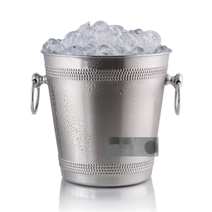 Moderno juego de cubitera metálica con ribete de cuentas y asas laterales, elegante enfriador de vino, bebidas y champán para bar, ideal para fiestas. - Product Image 5