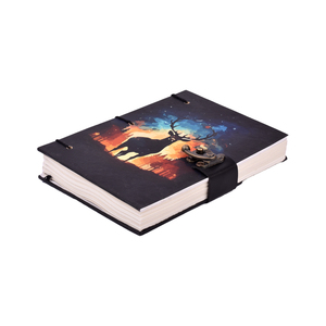 Cuaderno de papel A5 con diseño de ciervo, bosque y cielo nocturno |   Diario de 100 páginas con cierre de metal, cuaderno de escritura, proveedor mayorista al por mayor - Product Image 2
