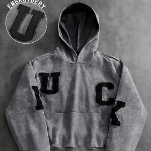 Sweat-shirt oversize délavé pour homme, style streetwear décontracté, vêtement de sport, tissu épais, pull à capuche pour l'hiver - Product Image 1