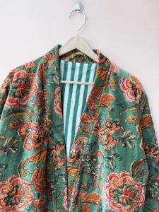 Handmade Velvet Kimono Jacket Printed <b>Women</b>’s <b>Outerwear</b> - Product Image 2