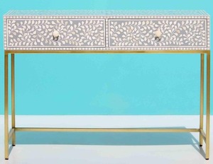 Table de chevet Art Déco en os incrusté, motif floral, pour hôtels, restaurants, chambres et décoration intérieure de luxe - Product Image 5