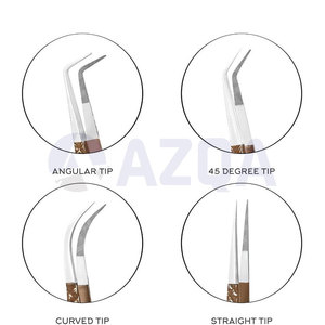 Juego de Pinzas Profesionales de Acero Inoxidable para Extensión de Pestañas, 4 Piezas, con Puntas Rectas, Curvas, Angulares y de 45 Grados - Product Image 2