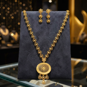 Vente en gros de parures de bijoux de mariée en or micronisé 14K18K24K de style Dubaï, parures de bijoux de style turc traditionnel, colliers tendance - Product Image 6