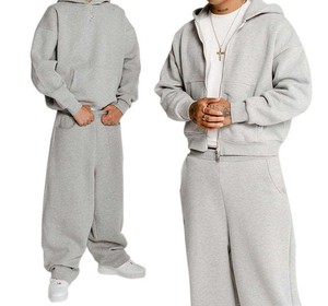 Factory Direct Sales Winter Men's Plus Size Heavyweight Breathable Eco-Friendly 100% Cotton Solid Casual Hooded Jogger <b>Tracksuit</b> - Product Image 6