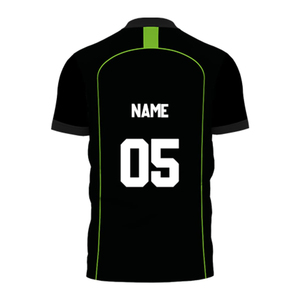 Camiseta de Fútbol Sublimada Personalizada para Hombre, Negra y Verde, Cuello en V, Manga Corta, Absorbe la Humedad, Ajuste Atlético, Poliéster, Nombre del Equipo 05 - Product Image 2