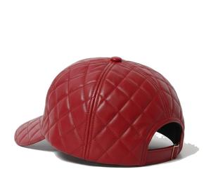 Luxury Genuine Leather Red Color Baseball <b>Cap</b> for Men Four Seasons Wear - Product Image 3