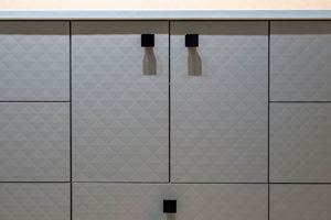 Armoires de cuisine modernes multifonctionnelles écologiques en bois de bouleau mélaminé, prêtes à assembler (RTA), personnalisées par Sanyang, couleur gris - Product Image 3