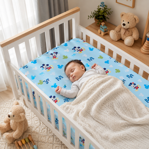 100% Organic Cotton Waterproof Fitted Crib Sheet | Knitted Baby Sheet with Animal/Plant Patterns Soft Breathable Premium Quality - Product Image 2