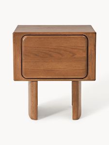 Minimalist Teak Wood Nightstand <b>Rounded</b> <b>Bedside</b> <b>Table</b> <b>with</b> Single <b>Drawer</b> - Product Image 1