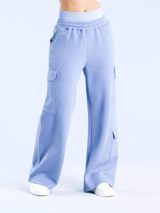 <b>Men's</b> Light Blue Fleece Sweatpants <b>Elastic</b> Waist Multiple Pockets Casual Autumn Wear - Product Image 2