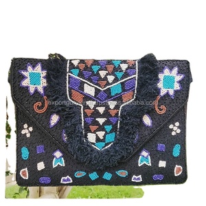 Personnalisable PC Matériel Quotidien Sac À Main Style Indien Ins Pochette Logo Broderie Fermeture À Glissière Perles Durable Doublure En Coton - Product Image 1